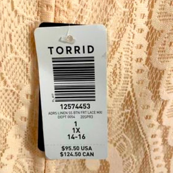 New with Tags 1X (14/16) Torrid Peach Lace Maxi Dress - Picture 5 of 5